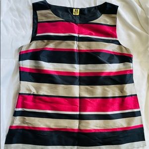 Talbots Silk Sleeveless Striped Silk Top. Size 8.